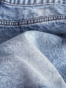 Elamini Frayed Waistband Ultra Low-Rise Denim Mini Skirt - Light Wash - View 7