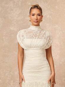 Lumalex Vestido elegante de encaje para mujer - Albaricoque - Ver 1