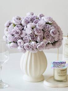 1 Ramo/2 Ramos de Flores de Peonía de Seda, Rosa Artificial Rosa, 27 Tallos de Peonía Artificial, Adecuado para el Hogar, Fiesta de Boda, Decoración de Mesa de Comedor, Despedida de Soltera, Día de San Valentín, Regalo de Cumpleaños, Ceremonia de Graduación y Otras Ocasiones. - Lila Púrpura - Ver 1