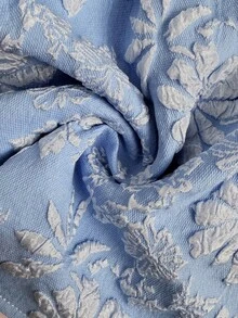 Elenzga Blusa Elegante de Mangas Bufantes com Gola Quadrada, Textura Jacquard, Cintura Franzida e Bainha com Babado, Adequada para Encontros e Uso Diário, Plus Size - Azul - Visão 6