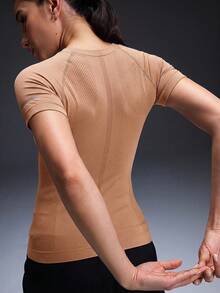 Powerista Women's Letter Print Casual Versatile Daily Travel Sports T-Shirt - Brown - View 3