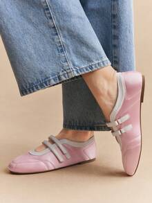 Rosivie Women Shoes Spring And Autumn New Pink Round Toe Low Vamp Comfortable Casual Fashion Silk Texture Elegant Temperament Ballet Shoes - Pink - View 5