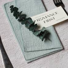 Cirelle 4pcs Soft Gauze Cotton Cloth Napkins - Crinkled Aesthetic Sage Green Dinner Napkins - Reusable Linen Look Cloth Napkins For Rustic Boho Wedding, Holiday & Table Setting - Multicolor - View 4