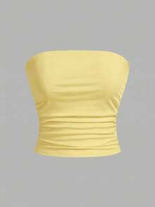 SHEIN EZwear 3pcs/Set Women's Casual Ruched Fitted Bandeau Top Set - Multicolor - View 6