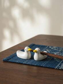Cirelle 1pc Ceramic Chopstick Holder And Cutlery Rack, Duck Shaped Chopstick Pillow Storage Rack, Suitable For Cutlery Racks, Knife Fork Spoon Racks, Table Decoration Ornaments, Creative Spoon Fork Racks, Kitchen Chopstick Placement Racks, Suitable For Christmas, Halloween, New Year Gifts - View 1