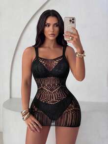 Swim SXY Atasan Cami Wanita Polos Sederhana dengan Lubang di Bagian Bawah untuk Musim Panas - Hitam - View 2