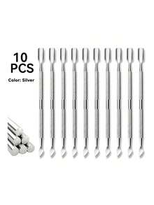 10-Piece Stainless Steel Double-Headed Cuticle Pusher/Trimmer Set, Professional And Durable Nail & Foot Care Tools For Fingernails And Toenails - Multicolor - View 8