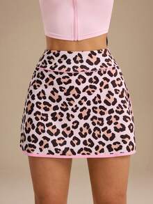 StreetHx Women's Summer Patchwork Leopard Print Split Phone Pocket Sports Skort - Multicolor - View 5