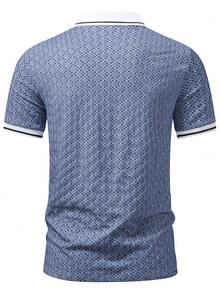 Manfinity Homme Men's Plus Size Textured Fabric Short Sleeve POLO Shirt Boyfriend Gift - Multicolor - View 2