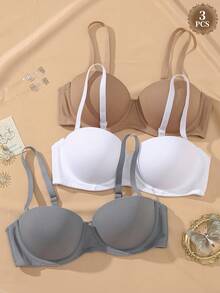 DesireSculpt Women's Underwire Bra 3pcs Set - Multicolor - View 3