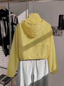 Comfortcana 1 pieza Chaqueta casual con capucha, de manga larga, con cremallera frontal, de unicolor, protectora contra el sol, ligera, para otoño/invierno - amarillo ganso - View 7