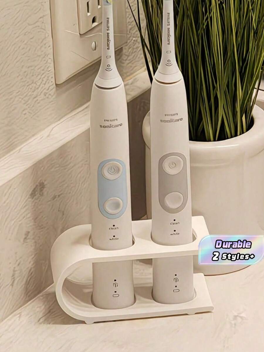 1Pc Electric Toothbrush Desktop Holder, 3D Printed Toothbrush Stand With Drainage Hole, Creative Bathroom Organizer Rack, Prevent Residue Contamination, Keep Charging Port Clean, Suitable For Bathroom Dormitory - Multicolor - View 1