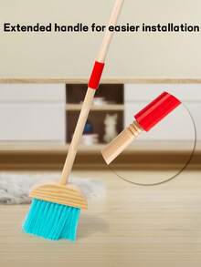 MINKOJA 6Pcs Kids Wooden Cleaning Tool Set With Storage Rack, Broom Mop & Duster, Pretend Role Play Toy, Educational Toy For Developing Hands-On Skills & Good Habits, Suitable For 3+ Years Old, Parent-Child Interactive Gift For Boys & Girls - Multicolor - View 6