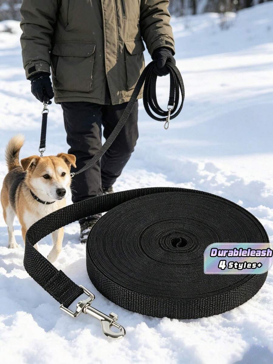 Long Dog Leash, Leash For Small Medium Large Dogs, Outdoor Pet Tracking Training Leash With Recall Function, Durable Anti-Odor Walking Rope For Daily Us - Black - View 1