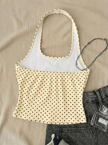 Casual Halter Neck Tank Top, Suitable For Summer Mothers Day Outfit Graduation Summer Tops - White - View 2