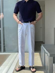 DAZY Men Ribbed Knit Top - Navy Blue - View 3