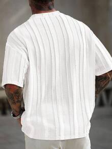 Manfinity CasualCool Men's Plus Size Solid Color Crew Neck Short Sleeve Casual T-Shirt - White - View 2