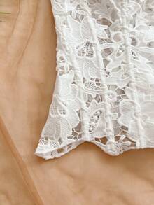 Soleia European And American Young Vacation Sexy Flowy Avant-Garde Bandeau Lace Double Layer Fitted Boning Corset No Chest Padding - White - View 6