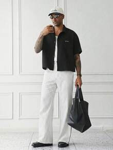 HUEFORM Men's Fashion Striped Flared Fit Long Pants - White - View 3