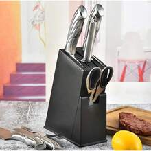 Plastic Knife Holder, Multifunctional Storage Rack, Shelf, Knife Holder, Countertop, Kitchen Knife Holder, Household Kitchen Appliance Storage - Black Brushed - View 5