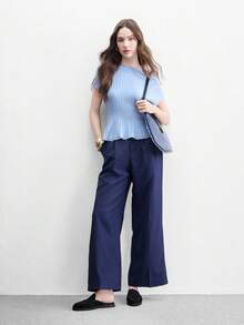 CUCCOO BIZCHIC 时尚黑色绒面革舒适通勤女式平底穆勒鞋，女式平底拖鞋，适合户外购物和日常工作穿着，舒适女鞋 - 黑色 - 查看 6