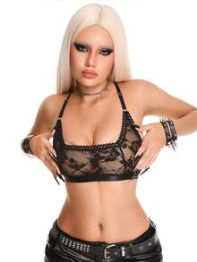 AltBold Butterfly Lace, Crystal Embellished Back, Gothic Style - Comfortable And Charming Fashionable Women's Underwear Suitable For Parties And Daily Wear - Black - View 5