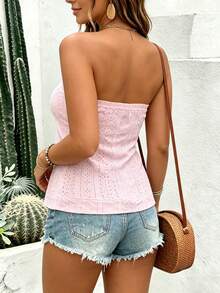EMERY ROSE Plus Size Women's Casual Simple Black Shirt, Suitable For Daily Wear - Baby Pink - View 2