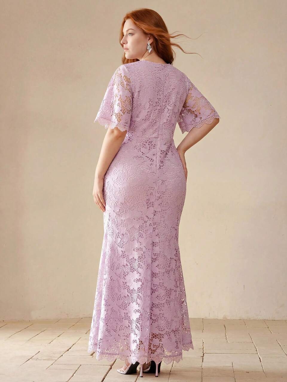 WOMEN'S ELEGANT LACE WAIST-CINCHED MERMAID LONG DRESS