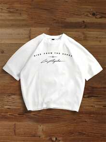 Manfinity Joysei Standard Size Men's Loose Cropped Raglan Sleeve T-Shirt, Suitable For Autumn/Winter - White - View 3