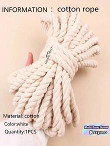 Macrame Cord 10mm X  4.3yd Natual Macrame Rope, 3 Strand Twisted Cord For Wall Hanging, Plant Hangers, Crafts, Gift Wrapping And Wedding Decorations - White - View 2