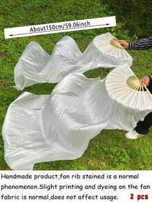 2Pcs Belly Dance Fans, Silk Tassel Bamboo Fans, Colorful Dance Props For Stage Performance & Mother's Day Gifts - Multicolor - View 21