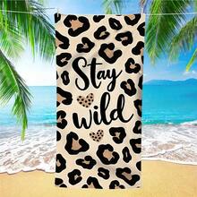 1 Peça Toalha de Praia de Microfibra Extra Grande & Ultra Macia - Estampa de Leopardo "Stay Wild", Secagem Rápida, Super Absorvente, Leve, Sem Areia, Ideal para Praia, Piscina, Camping & Viagem, Presente de Dia dos Namorados, Essencial de Praia | Design Inspirador - Caqui - Visão 11