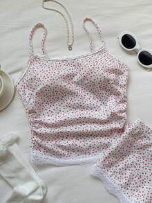 Ditsy Floral Camisole Top And Shorts 2 Pieces Set For Women - White - View 6