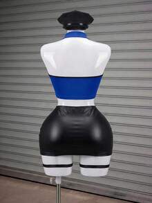 Fantasy Costume Fantasy Costume 7pcs Role Play Seductive Costume Set Including Corset, Garter Belt, Handcuffs Party Blue All Black Summer - Multicolor - View 7