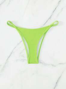 Swim Vcay 女款素色三角比基尼泳褲，適合夏季度假與海灘 - Limelight Green - 查看 2
