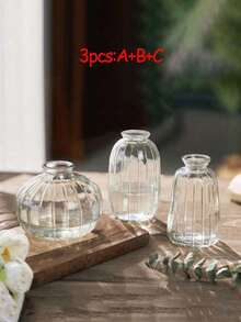 Jarrón de vidrio hidropónico mini creativo para plantas verdes y flores frescas, decoración de mesa - transparente - Ver 15