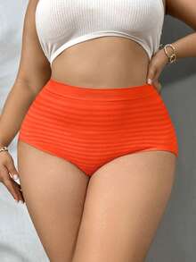 NudeFit 5PCS Women Plus Size Comfy Stretch High Waisted Striped Seamless Full-Coverage Panties - Multicolor - View 3