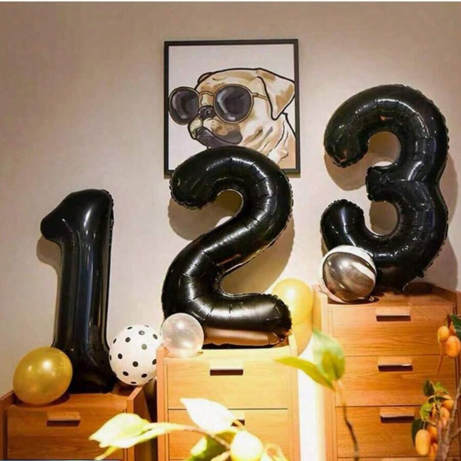 POKOJA LAND 1pc 40 Inch Jumbo Black Number Foil Balloon, Birthday Anniversary Party Decoration - multicolor - View 1