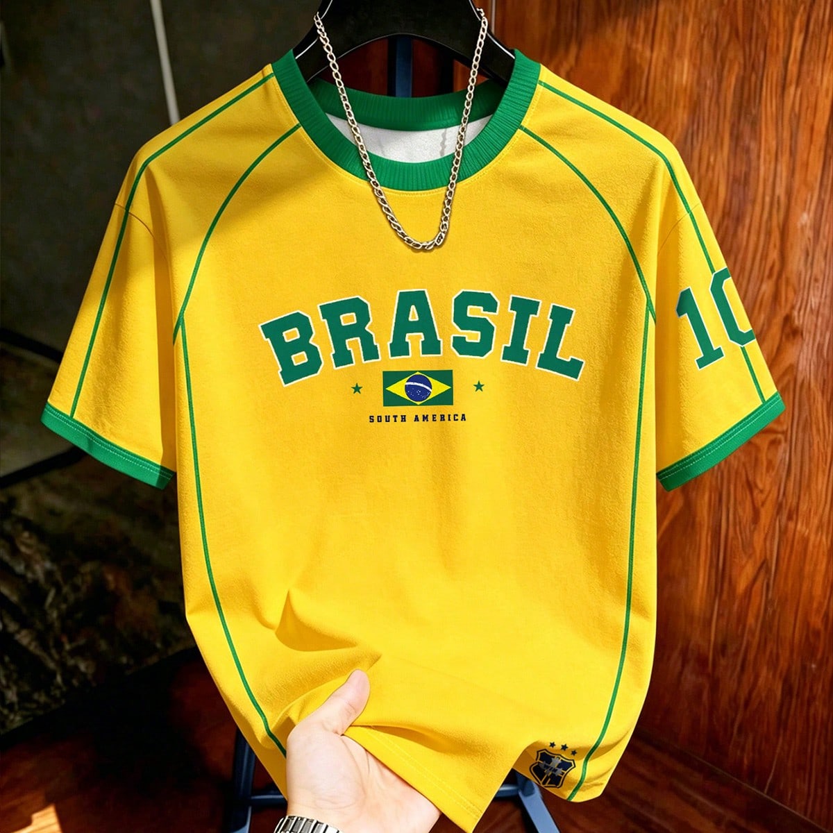Camiseta de fútbol vintage de Brasil, impresión del número 10 de BRASIL americano, camiseta gráfica para hombre, camiseta gráfica para mujer, top