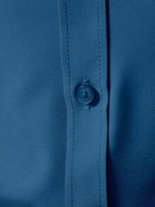 Manfinity Mode Men's Long Sleeve Single-Breasted Solid Color Minimalist Shirt, Formal - Teal Blue - View 5