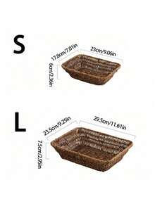 3件/2件/1件手工编织藤编托盘，柳条水果篮，小吃盘，编织托盘，薯条盘，炸鸡盘，水果篮，编织浅盘，户外野餐盘，烧烤托盘，可重复使用的便携式餐具，适用于早餐、饮料、餐桌、农舍装饰 - 咖啡棕 - 查看 14