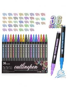 Pulpen Genggam Berwarna Dua Garis, Pulpen Logam, Pulpen Garis Luar, Pulpen Stabilo 12, 24, 36, 48 Warna, Cocok untuk Natal, Thanksgiving, Paskah dan Hari Libur Lainnya, di Rumah dan di Luar Ruangan. - Set - View 11