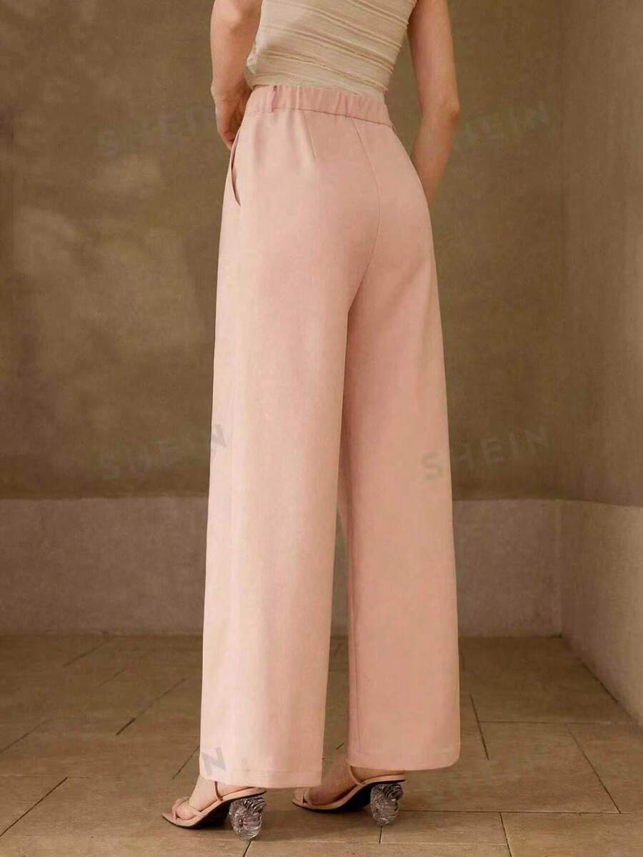 MOTF PREMIUM WOMEN'S FAUX PEARL DECORATED WIDE LEG PANTS WEDDING BRUNCH TEA PARTY PINK SUMMER ROMANTIC ELEGANT - White - View 2