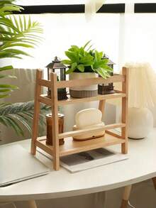 1 PC Large Capacity Vertical Multi Function Tabletop Storage Rack Cup Holder Display Shelf Home Decor Rustic Style Can Store Kitchen Items Cosmetics Potted Plants Desk Organizer For Home Office Living Room Dorm Bathroom Countertop Organizer - Multicolor - View 4