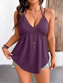 Breezaya Plus Size Women Casual Spaghetti Strap Camisole - Purple - View 1