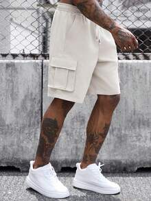 SLATEMANN Men's Casual Cargo Shorts With Side Pockets And Drawstring Waist For Vacation And Beach - Beige - View 4