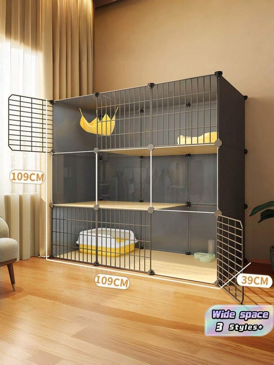 1 Large Spacious Multi Level Metal Wire Cat Cage Indoor Cat Villa With Wide Free Activity Space For Home Living Room Pet Supplies Large Cat Enclosure - Multicolor - View 1