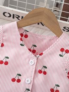 SHEIN Elladie kids 2件組少女復古蝴蝶結西裝背心外套與百褶裙套裝，設計感通勤休閒優雅穿搭 - 粉色 - 查看 9