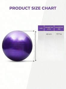 1pc Purple PVC Yoga Ball, Durable Fitness & Pilates Balance Ball For Weight Loss And Core Strength Training, Suitable For Home Workout, Paired With Yoga, Stretching And Flexibility Exercises, Pump Sold Separatelyc - Purple - View 3