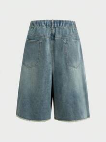 EASEVO Plus Size Men's Rhinestone Decor Casual Shorts, Vacation, Father's Day Gifts - Medium Wash - View 8